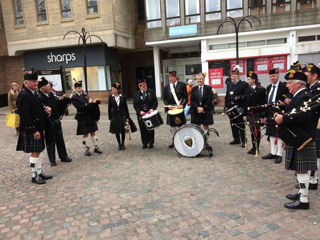 kernow pipes and drums at truro poppy launch