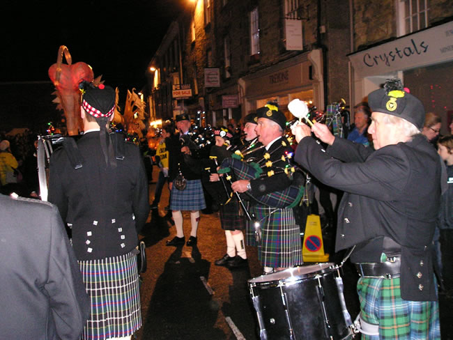 Kernow Pipes and Drums at Truro City of Lights parade 2011