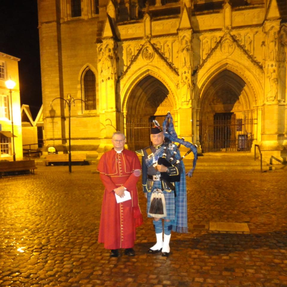 Lone Piper At Truro Cathedral