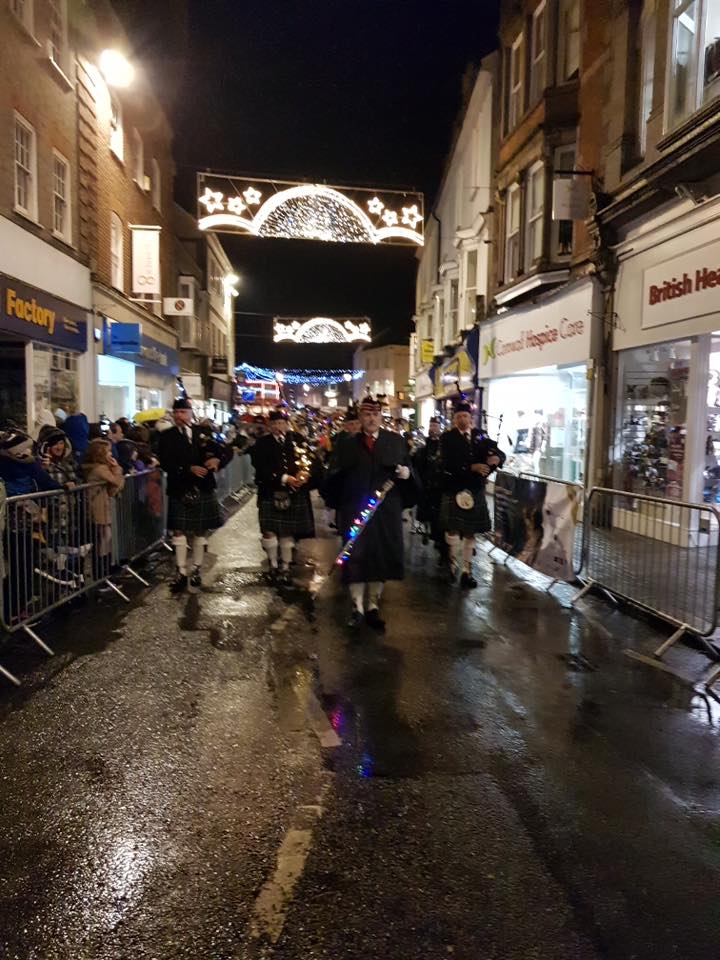 Kernow Pipes and Drums at Truro City of Lights 2018