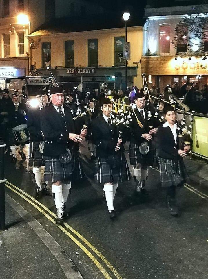 Kernow Pipes and Drums at Newquay Lantern Parade 2018