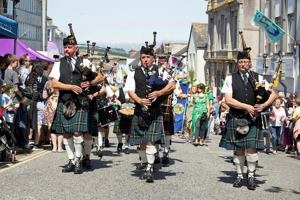 Kernow Pipes & Drums at Golowan Festival Mazey Day 2019